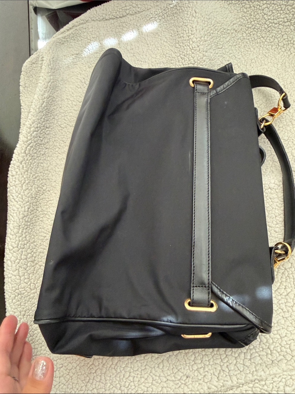 Moschino Black Nylon Satchel with Gold Hardware and Logo Strap - Picture 4 of 14